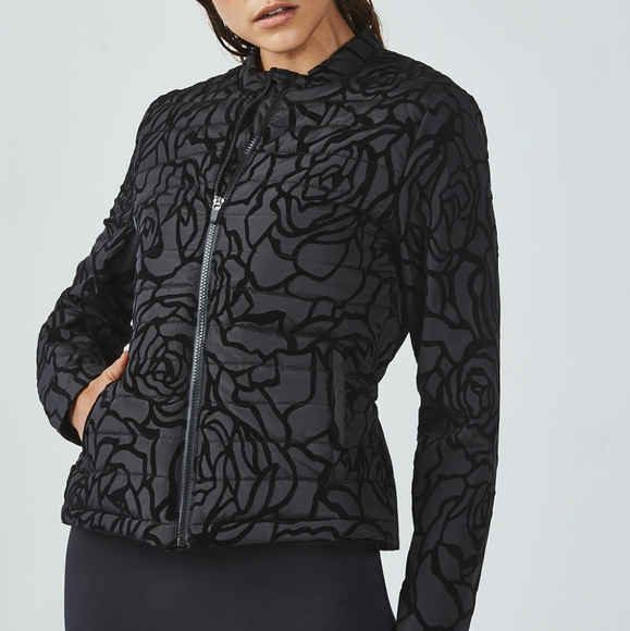 Fabletics Jackets & Blazers - nwt Fabletics Paola Puffer Jacket Black Floral M